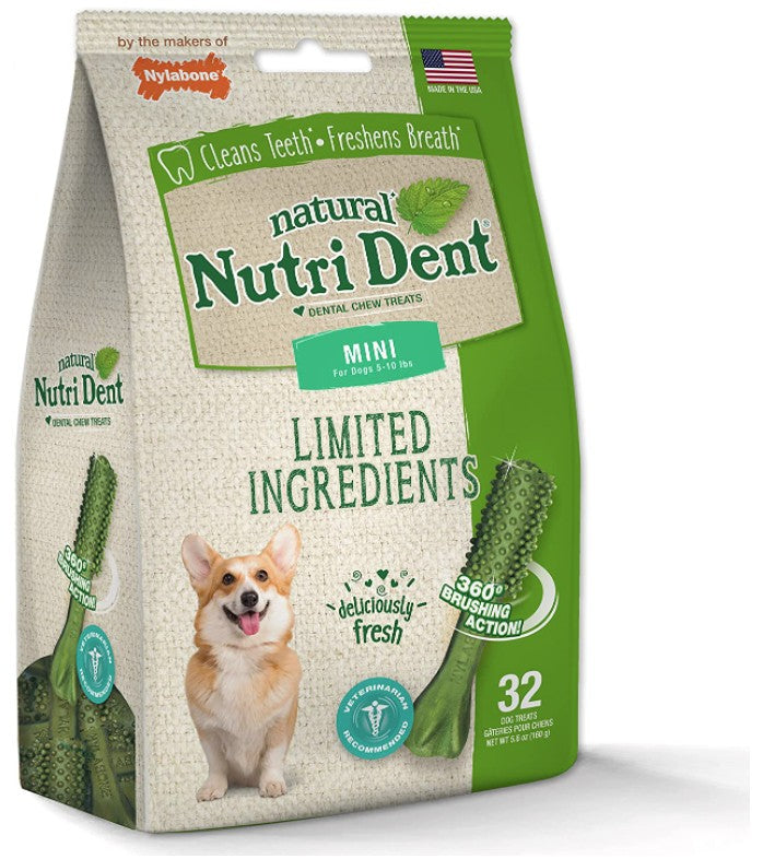 Nylabone Natural Nutri Dent Fresh Breath Limited Ingredients Mini Dog Chews