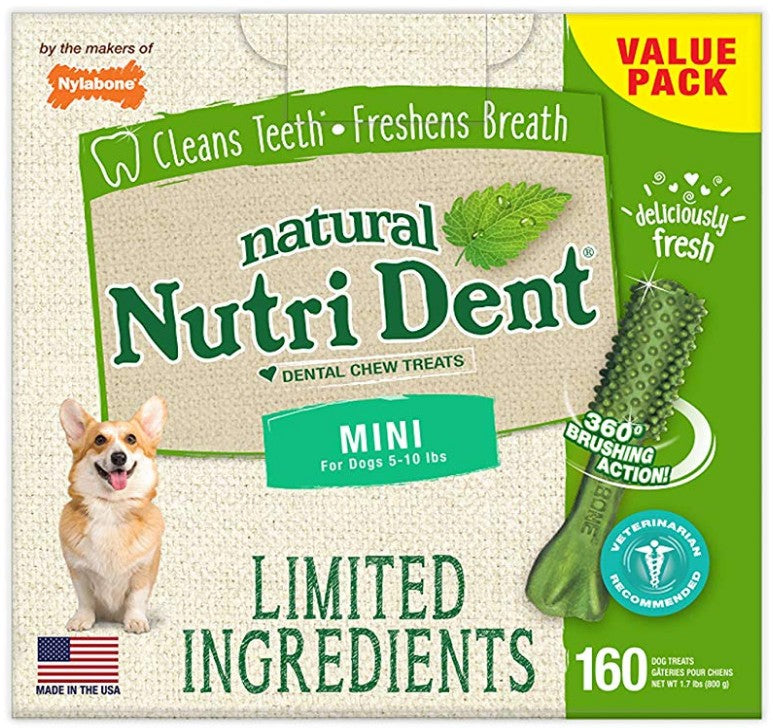 Nylabone Natural Nutri Dent Fresh Breath Limited Ingredients Mini Dog Chews