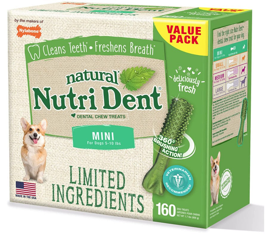 Nylabone Natural Nutri Dent Fresh Breath Limited Ingredients Mini Dog Chews