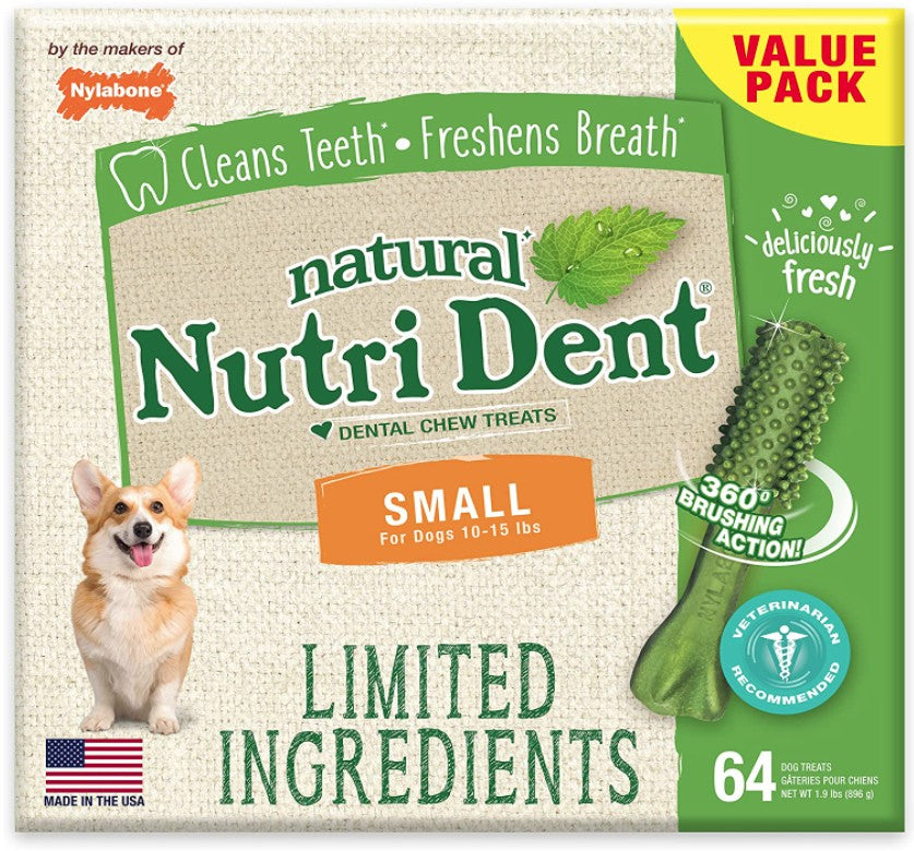 Nylabone Natural Nutri Dent Fresh Breath Limited Ingredients Small Dental Dog Chews