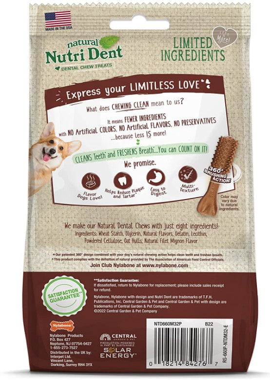 Nylabone Natural Nutri Dent Filet Mignon Limited Ingredients Mini Dog Chews