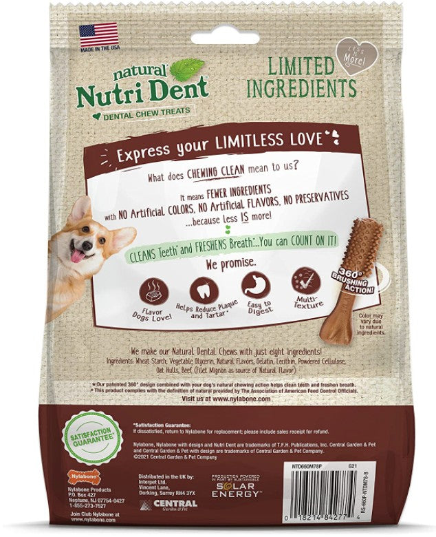 Nylabone Natural Nutri Dent Filet Mignon Limited Ingredients Mini Dog Chews