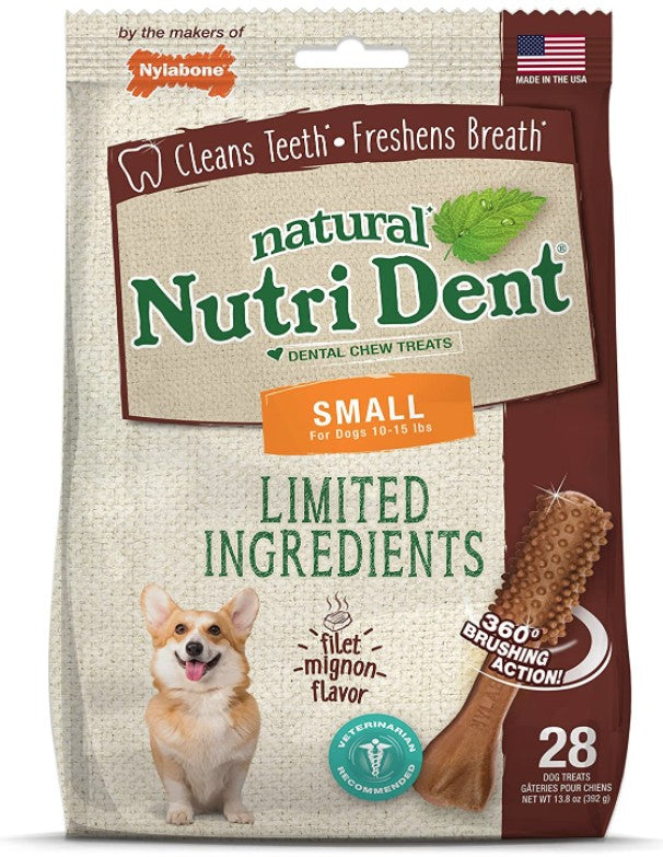 Nylabone Natural Nutri Dent Filet Mignon Limited Ingredients Small Dog Chews