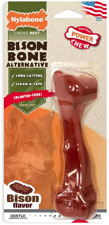 Nylabone Power Chew Bison Bone Alternative Dog Chew Toy Beef Flavor