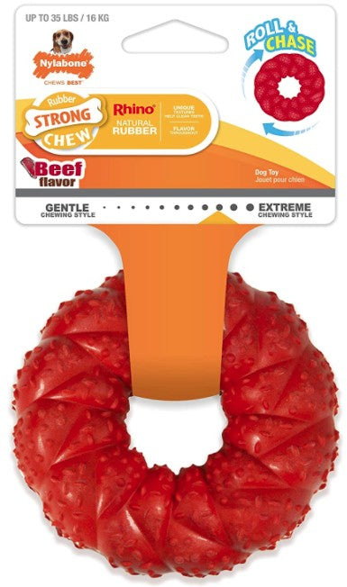 Nylabone Strong Chew Braided Ring Dog Toy Beef Flavor Wolf