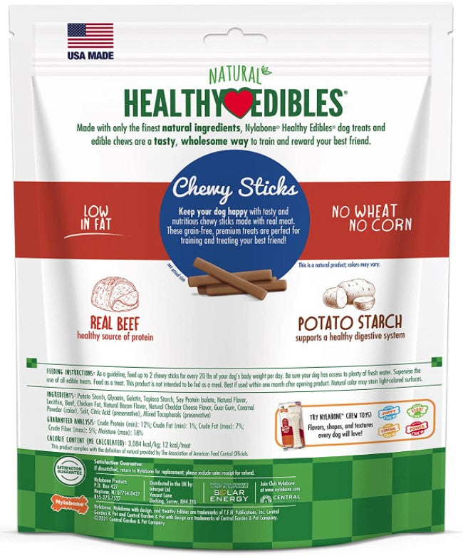 Nylabone Healthy Edibles Natural Chewy Sticks Beef Flavor