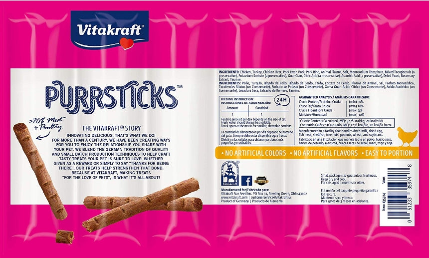 Vitakraft PurrSticks Chicken Treats for Cats