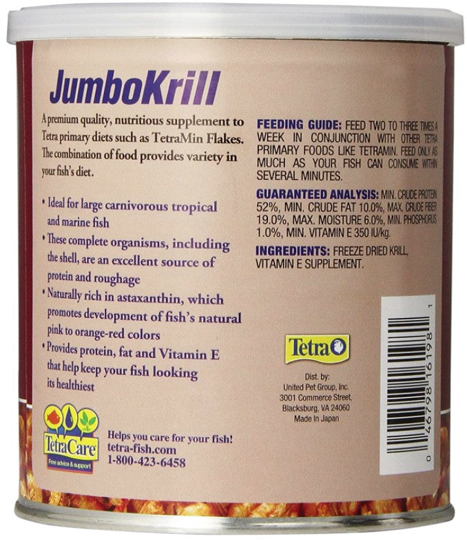 Tetra JumboKrill Freeze Dried Jumbo Shrimp Vitamin Enhanced Fish Food