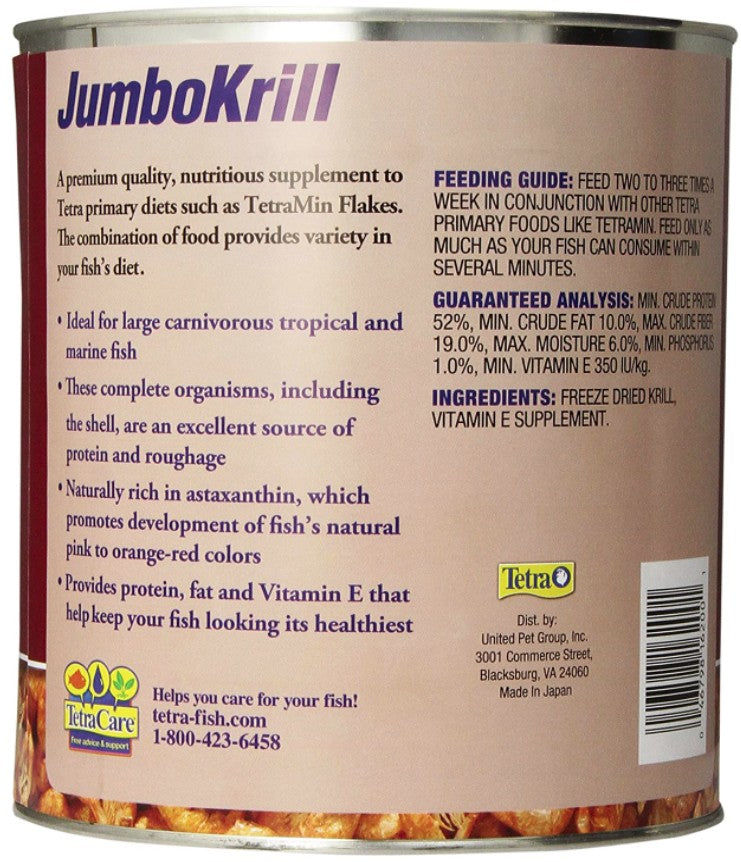 Tetra JumboKrill Freeze Dried Jumbo Shrimp Vitamin Enhanced Fish Food