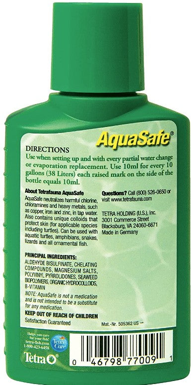 Tetrafauna Aquasafe for Reptiles and Amphibians Makes Tap Water Safe for Aqua-Terrariums