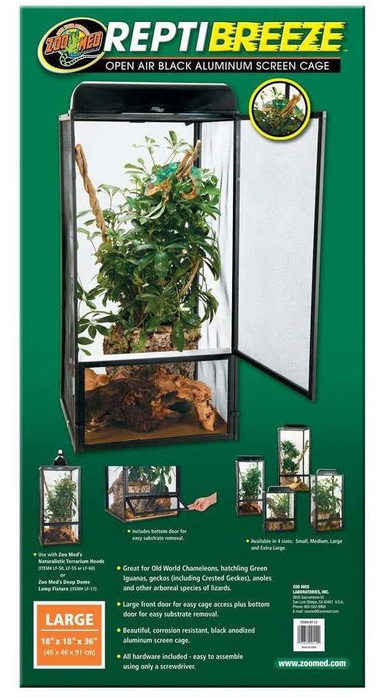 Zoo Med ReptiBreeze Open Air Black Aluminum Screen Cage