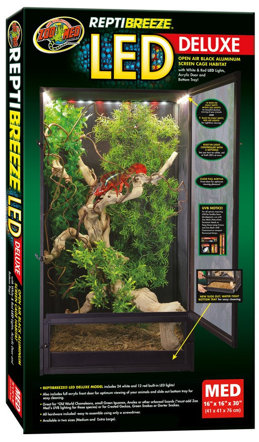 Zoo Med ReptiBreeze LED Deluxe Open Air Aluminum Screen Habitat