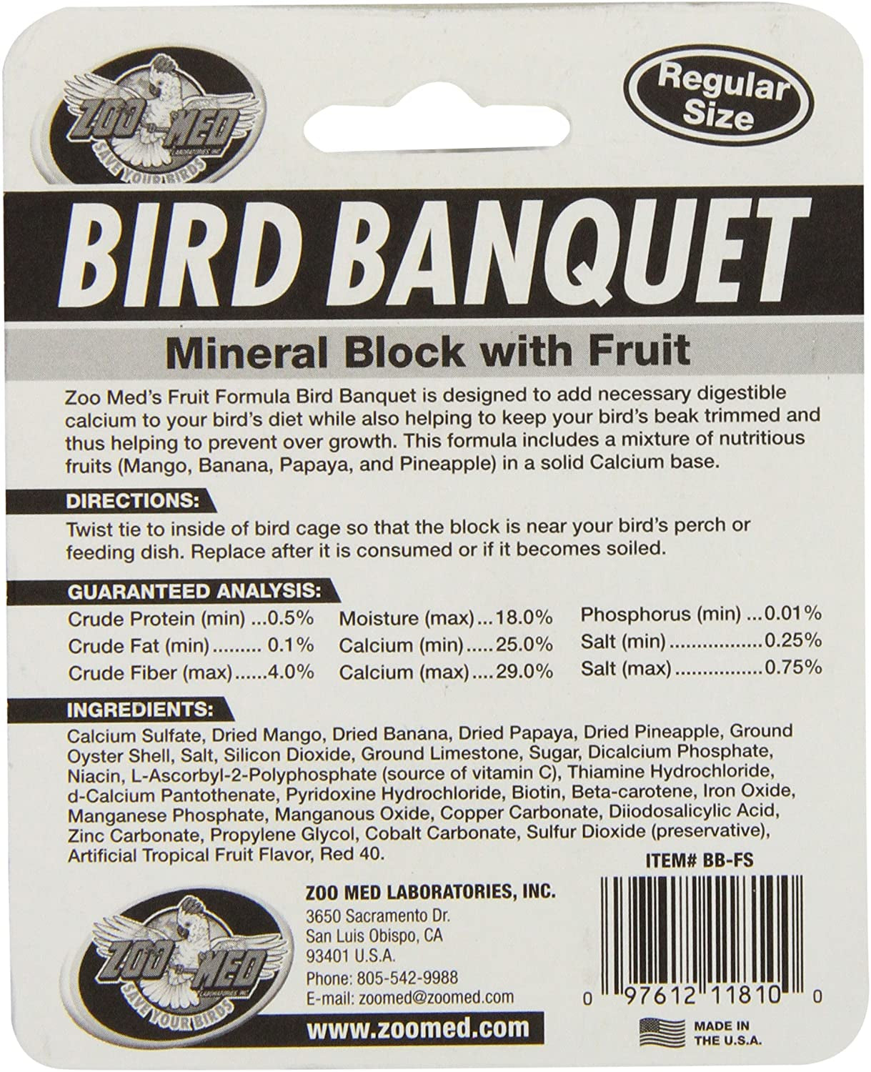 Zoo Med Bird Banquet Mineral Block with Fruit