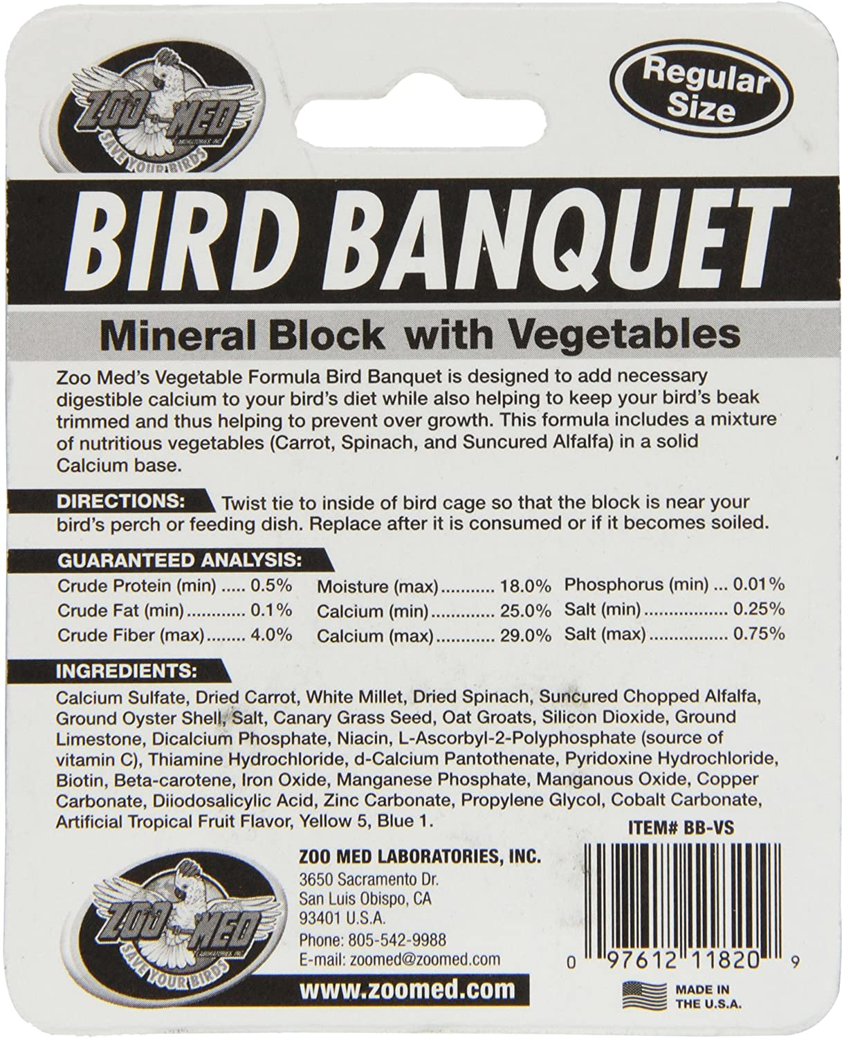 Zoo Med Bird Banquet Mineral Block with Vegetables