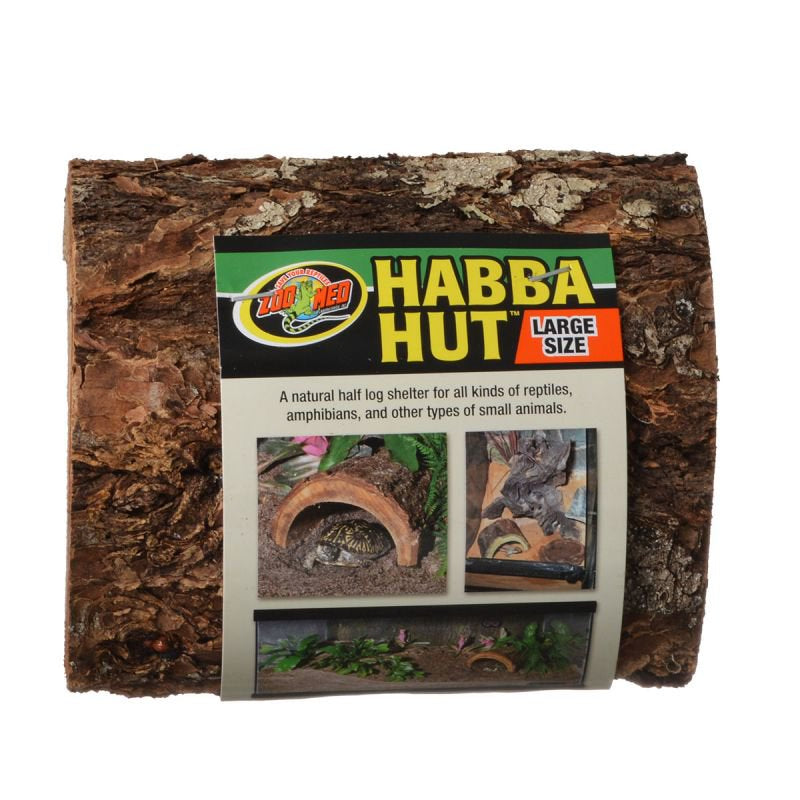 Zoo Med Habba Hut Natural Half Log Shelter for Reptiles, Amphibians, and Small Animals