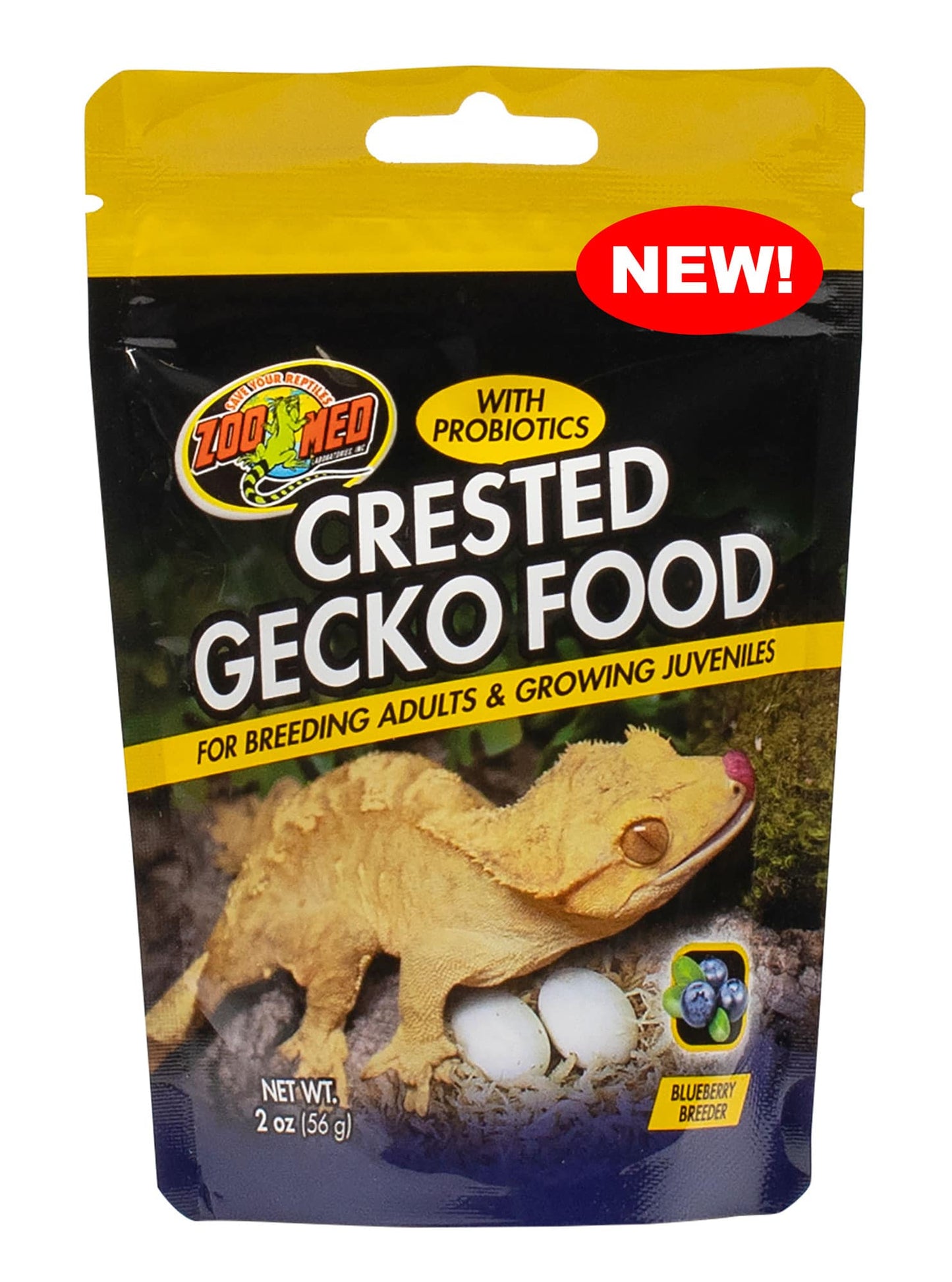 Zoo Med Crested Gecko Food with Probiotics For Breeding Adults and Growing Juveniles Blueberry Flavor