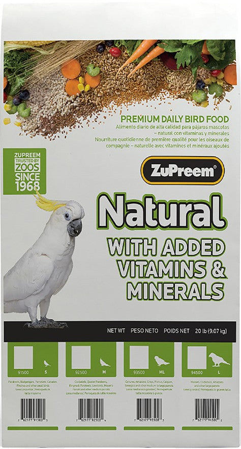 ZuPreem Natural with Added Vitamins, Minerals, Amino Acids Bird Food for Medium Birds