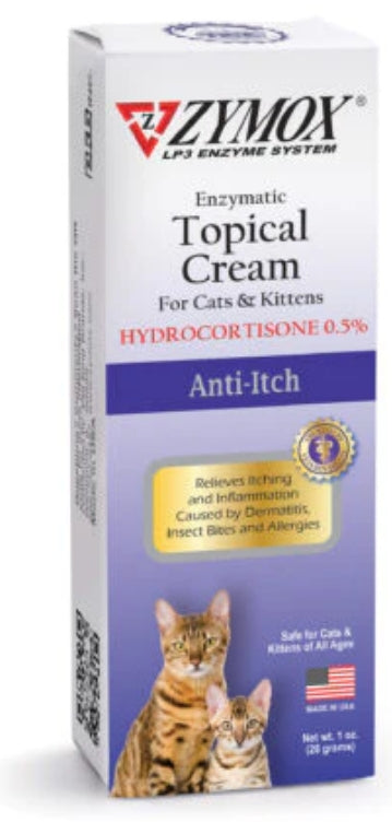 Zymox Enzymatic Anti-Itch Topical Cream for Cats & Kittens with Hydrocortisone